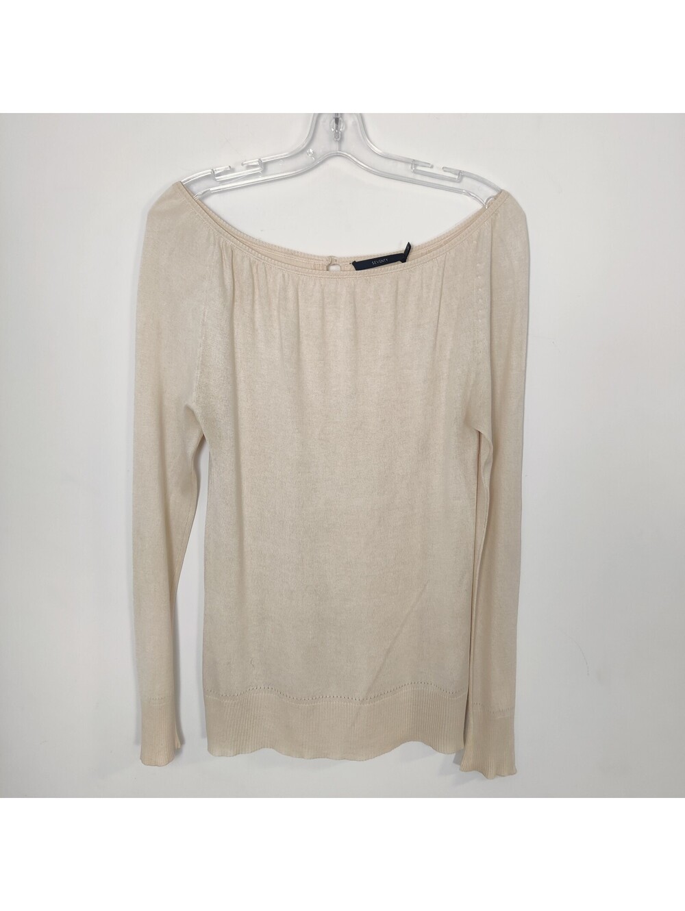 Seventy Venezia Cream Silk Camel Hair Boat Neck Fine Knit Sweater IT 44 Medium